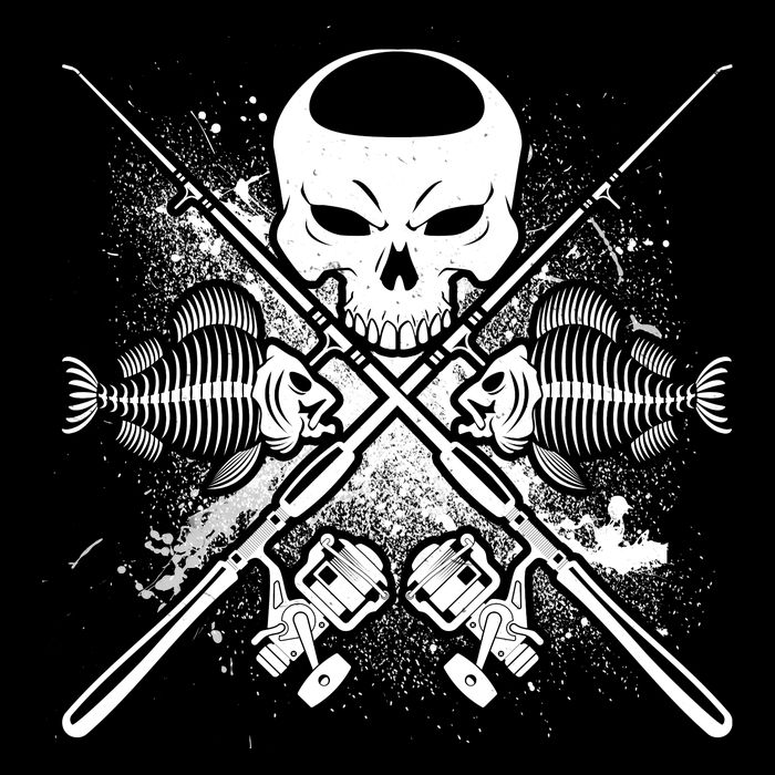 Grunge Skull Fish Bone Fishing Tall Hoodie
