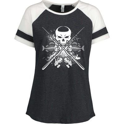 Grunge Skull Fish Bone Fishing Enza Ladies Jersey Colorblock Tee