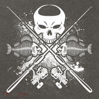 Grunge Skull Fish Bone Fishing Cotton Canvas Backpack