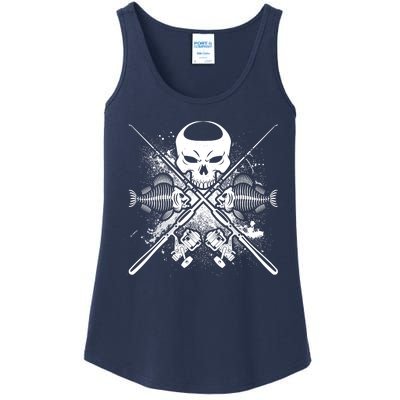 Grunge Skull Fish Bone Fishing Ladies Essential Tank