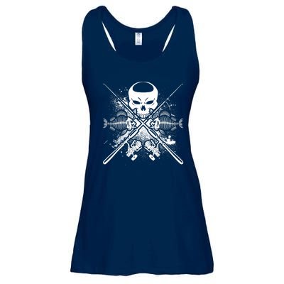 Grunge Skull Fish Bone Fishing Ladies Essential Flowy Tank