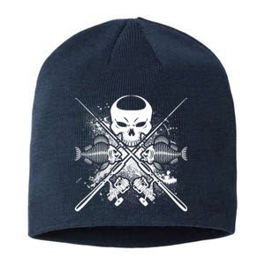 Grunge Skull Fish Bone Fishing Sustainable Beanie