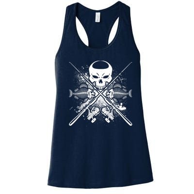 Grunge Skull Fish Bone Fishing Women's Racerback Tank