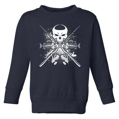 Grunge Skull Fish Bone Fishing Toddler Sweatshirt