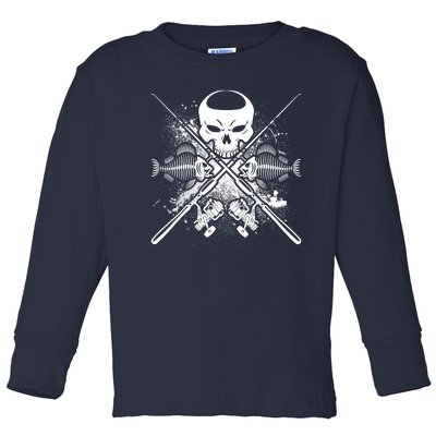 Grunge Skull Fish Bone Fishing Toddler Long Sleeve Shirt