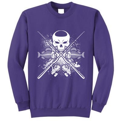 Grunge Skull Fish Bone Fishing Sweatshirt