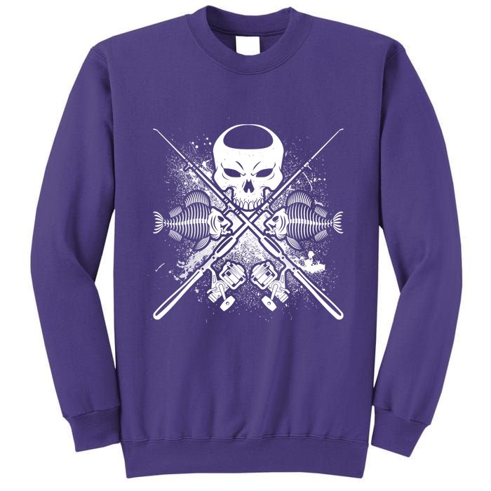 Grunge Skull Fish Bone Fishing Sweatshirt