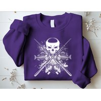 Grunge Skull Fish Bone Fishing Sweatshirt