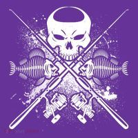 Grunge Skull Fish Bone Fishing T-Shirt