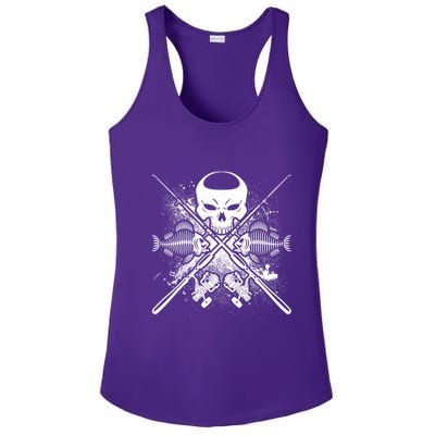 Grunge Skull Fish Bone Fishing Ladies PosiCharge Competitor Racerback Tank