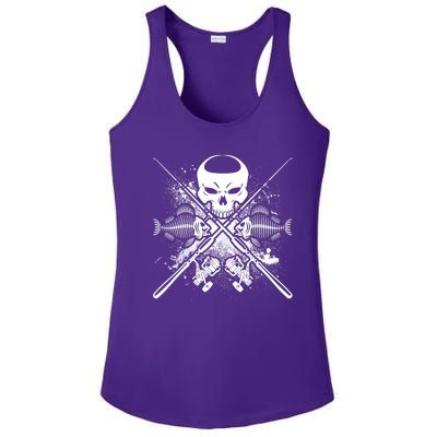 Grunge Skull Fish Bone Fishing Ladies PosiCharge Competitor Racerback Tank