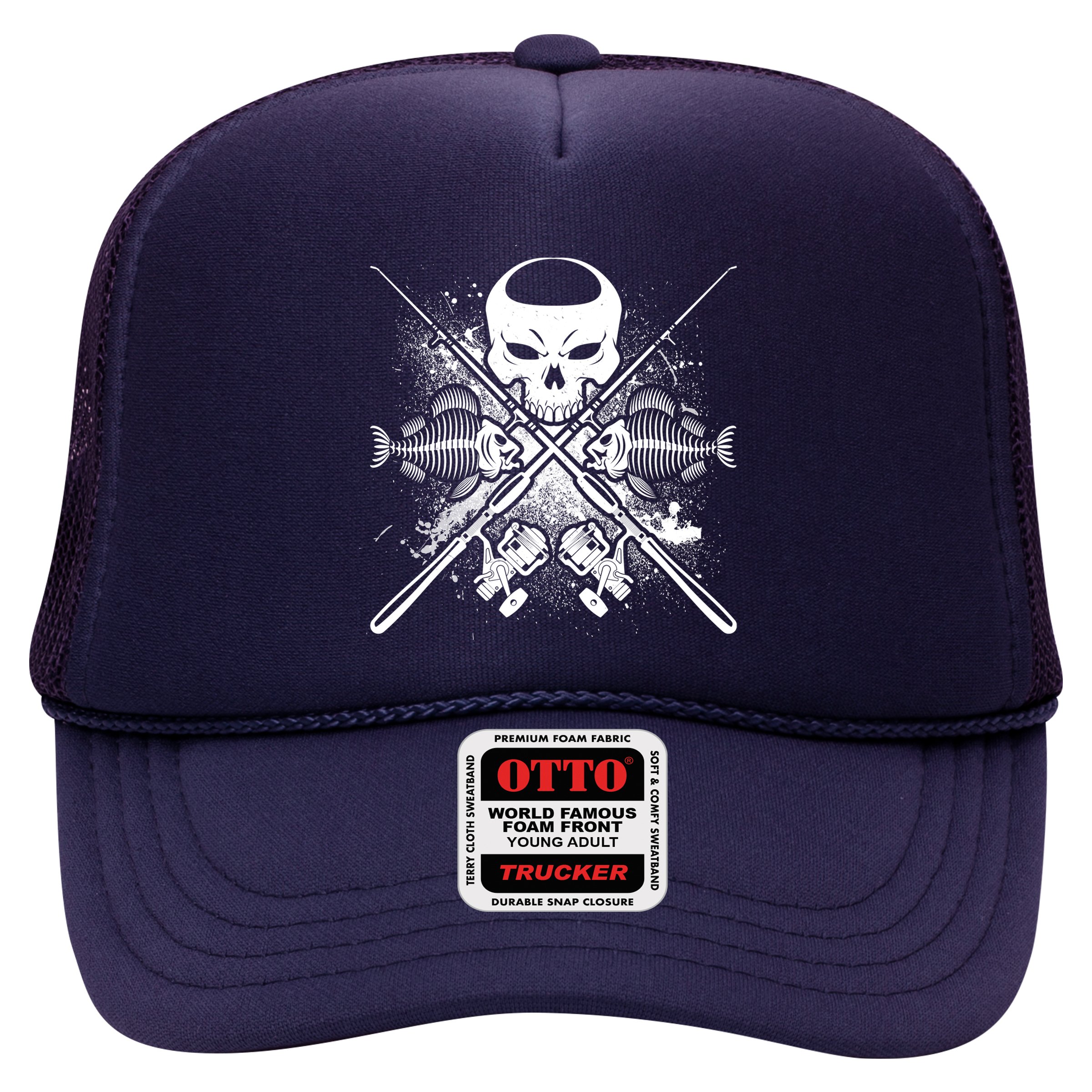 Grunge Skull Fish Bone Fishing Hat