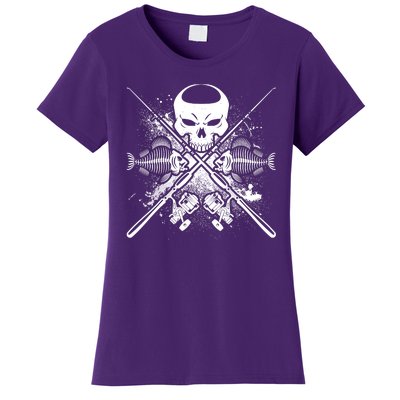 Grunge Skull Fish Bone Fishing Women's T-Shirt