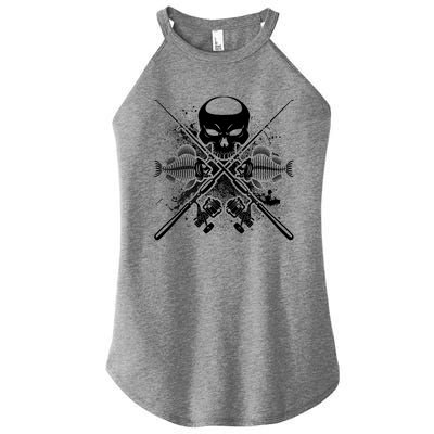 Grunge Skull Fish Bone Fishing Women's Perfect Tri Rocker Tank