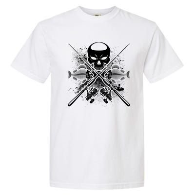 Grunge Skull Fish Bone Fishing Garment-Dyed Heavyweight T-Shirt