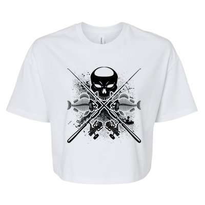 Grunge Skull Fish Bone Fishing Bella+Canvas Jersey Crop Tee