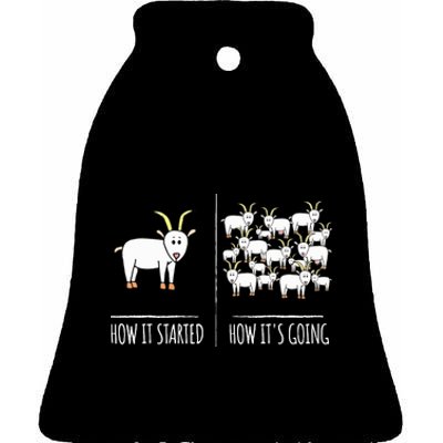 Goat Shirts For Goat Lovers Farm Apparel Meme Pun Funny Goat Ceramic Bell Ornament