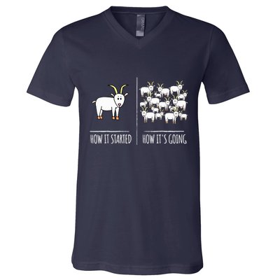 Goat Shirts For Goat Lovers Farm Apparel Meme Pun Funny Goat V-Neck T-Shirt