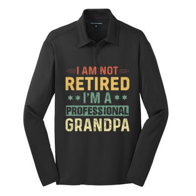 Grandpa S Funny Fathers Day Retired Grandpa Cool Gift Silk Touch Performance Long Sleeve Polo