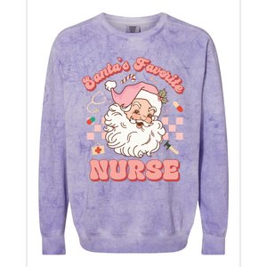 Groovy Santa's Favorite Nurse Christmas RN ER ICU  Colorblast Crewneck Sweatshirt