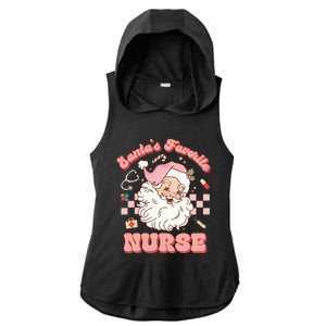 Groovy Santa's Favorite Nurse Christmas RN ER ICU  Ladies PosiCharge Tri-Blend Wicking Draft Hoodie Tank