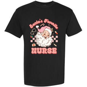 Groovy Santa's Favorite Nurse Christmas RN ER ICU  Garment-Dyed Heavyweight T-Shirt