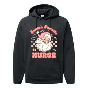 Groovy Santa's Favorite Nurse Christmas RN ER ICU  Performance Fleece Hoodie