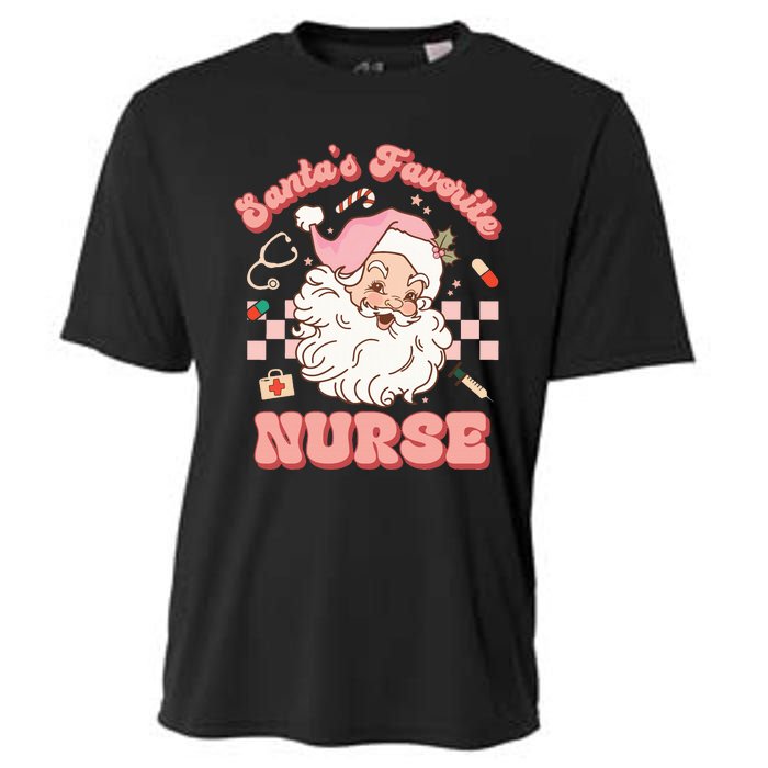 Groovy Santa's Favorite Nurse Christmas RN ER ICU  Cooling Performance Crew T-Shirt