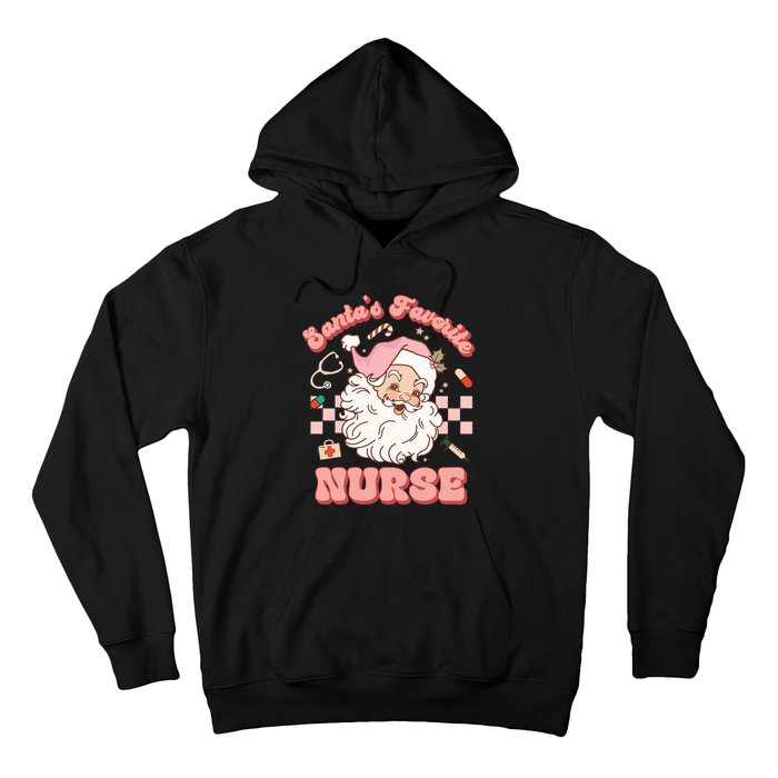 Groovy Santa's Favorite Nurse Christmas RN ER ICU  Hoodie