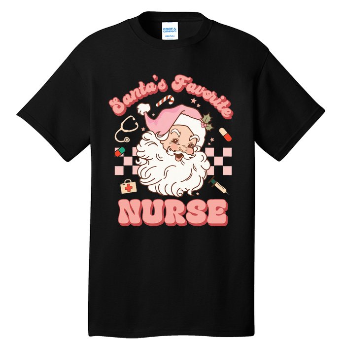 Groovy Santa's Favorite Nurse Christmas RN ER ICU  Tall T-Shirt