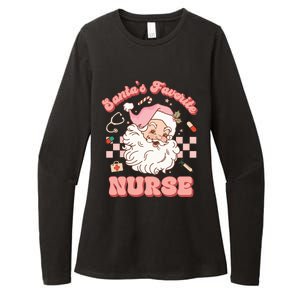 Groovy Santa's Favorite Nurse Christmas RN ER ICU  Womens CVC Long Sleeve Shirt