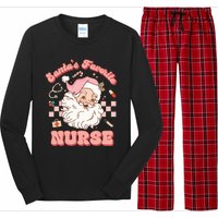 Groovy Santa's Favorite Nurse Christmas RN ER ICU  Long Sleeve Pajama Set