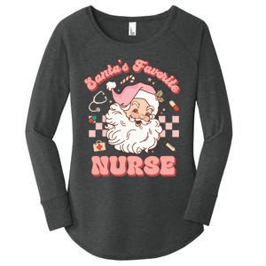 Groovy Santa's Favorite Nurse Christmas RN ER ICU  Women's Perfect Tri Tunic Long Sleeve Shirt