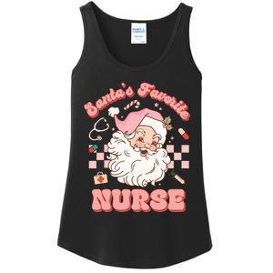 Groovy Santa's Favorite Nurse Christmas RN ER ICU  Ladies Essential Tank