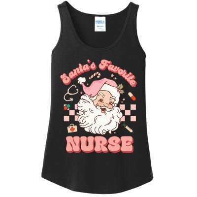 Groovy Santa's Favorite Nurse Christmas RN ER ICU  Ladies Essential Tank