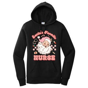 Groovy Santa's Favorite Nurse Christmas RN ER ICU  Women's Pullover Hoodie