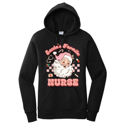 Groovy Santa's Favorite Nurse Christmas RN ER ICU  Women's Pullover Hoodie