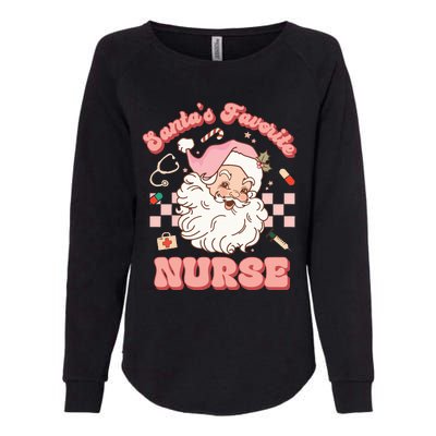 Groovy Santa's Favorite Nurse Christmas RN ER ICU  Womens California Wash Sweatshirt