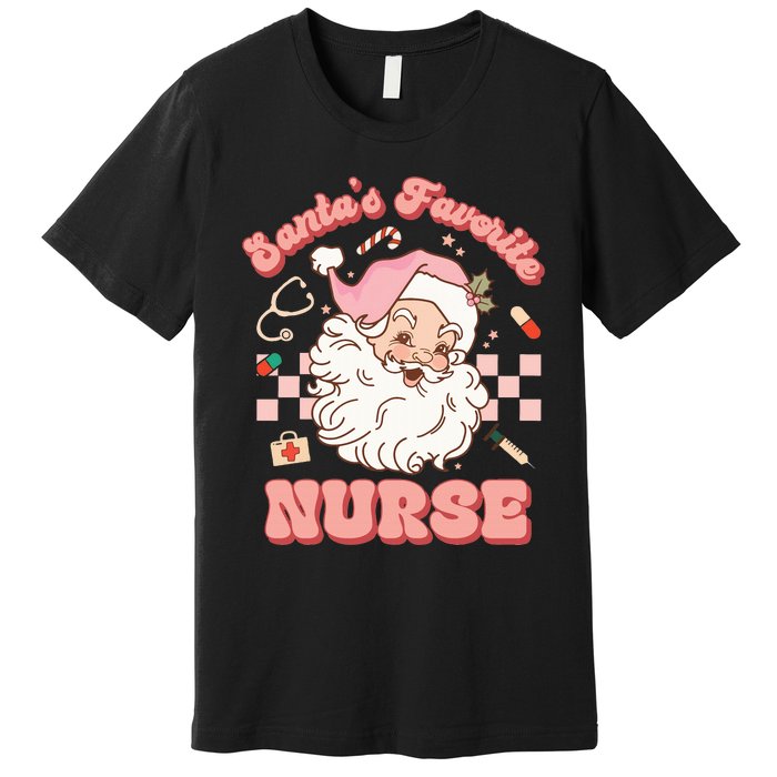 Groovy Santa's Favorite Nurse Christmas RN ER ICU  Premium T-Shirt