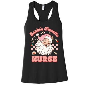 Groovy Santa's Favorite Nurse Christmas RN ER ICU  Women's Racerback Tank