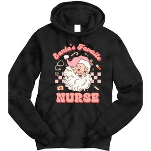 Groovy Santa's Favorite Nurse Christmas RN ER ICU  Tie Dye Hoodie