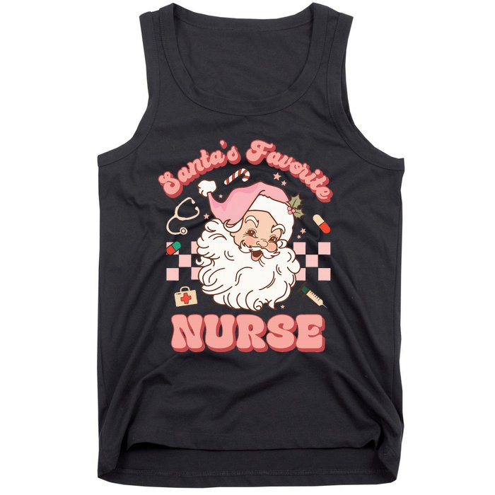 Groovy Santa's Favorite Nurse Christmas RN ER ICU  Tank Top