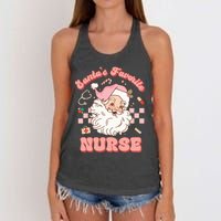 Groovy Santa's Favorite Nurse Christmas RN ER ICU  Women's Knotted Racerback Tank