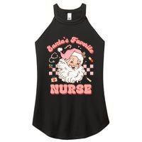 Groovy Santa's Favorite Nurse Christmas RN ER ICU  Women's Perfect Tri Rocker Tank