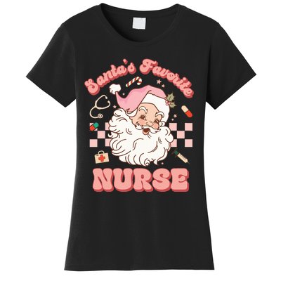 Groovy Santa's Favorite Nurse Christmas RN ER ICU  Women's T-Shirt