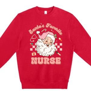 Groovy Santa's Favorite Nurse Christmas RN ER ICU  Premium Crewneck Sweatshirt