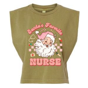 Groovy Santa's Favorite Nurse Christmas RN ER ICU  Garment-Dyed Women's Muscle Tee