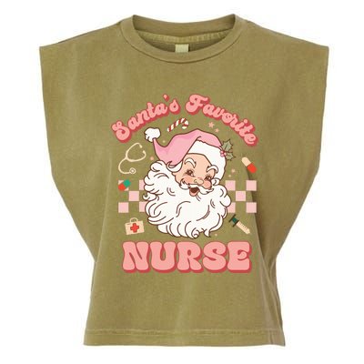 Groovy Santa's Favorite Nurse Christmas RN ER ICU  Garment-Dyed Women's Muscle Tee