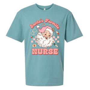 Groovy Santa's Favorite Nurse Christmas RN ER ICU  Sueded Cloud Jersey T-Shirt