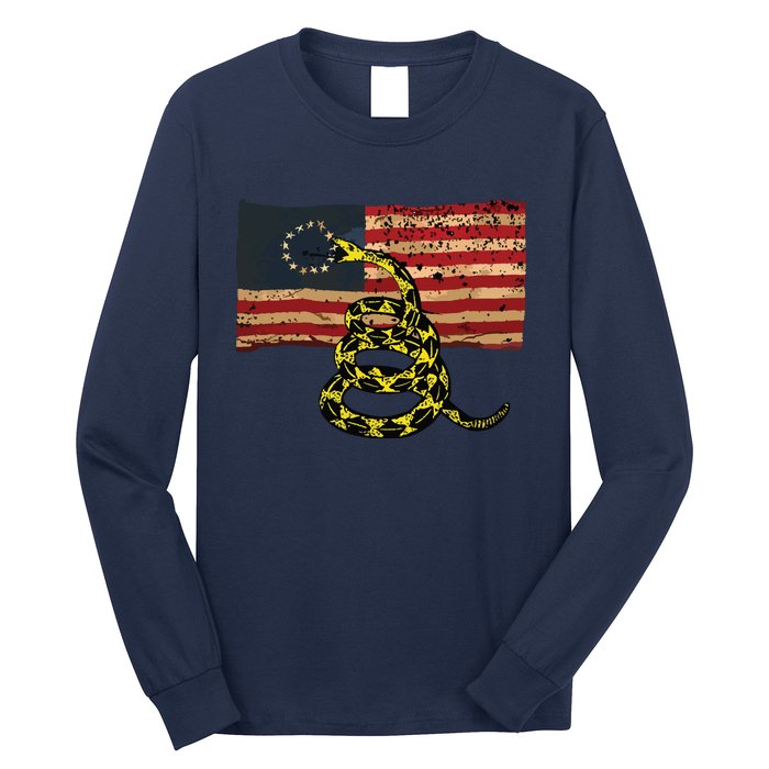 Gadsden Snake Flag Betsy Ross Flag US American Flag Gift Long Sleeve Shirt